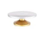 Cake Decorating & Icing Turntable | Signature Edition 12-Inch 360° Rotating Cake Stand for Baking & Serving | Plastic Cake Turntable with Silver Top & Golden Base | Professional Cake Decorating Stand - Image 6