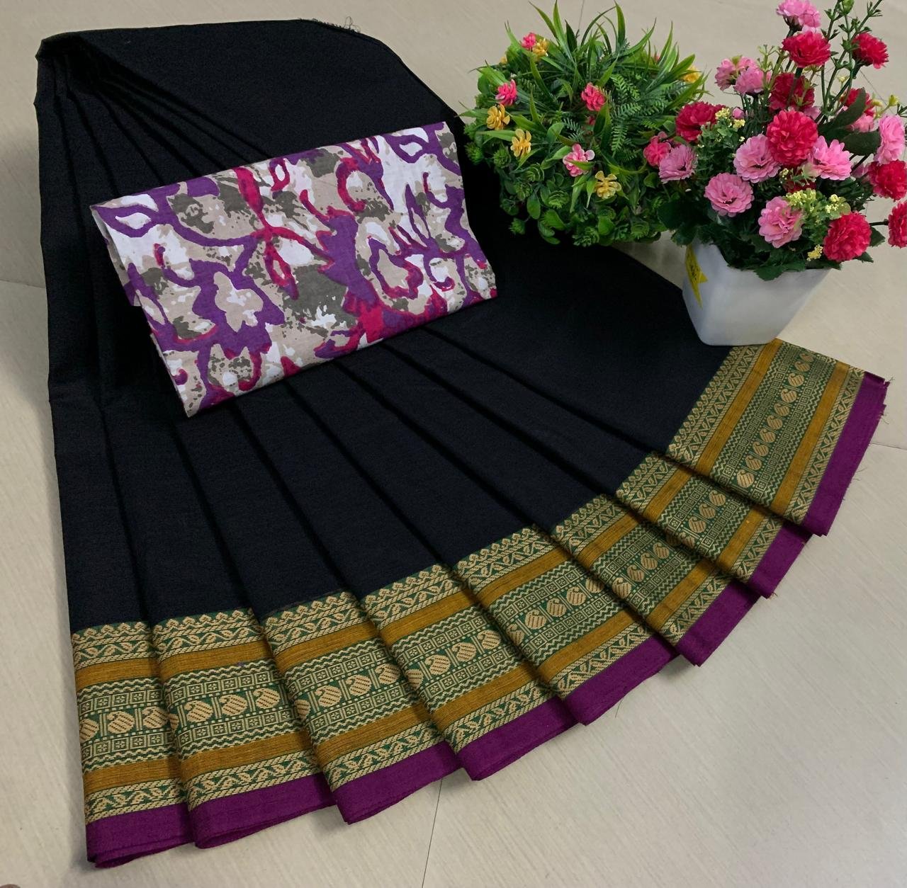 VPC010 Chettinad Cotton Saree - Image 1