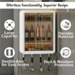 Plastic Wall Mounted Self Adhesive Bathroom Shelf Storage Cabinet for Kitchen Multipurpose Organizer with Doors and Shelves (Material- Plastic, White, Pack of 1 - Image 2