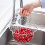 Foldable Steam Rinse Deep Frying Basket, Stainless Steel Fry French Basket Strainer Net Fried Filter Drainage Rack for Fried Food or Fruits Multifunctional Kitchen Cooking Tool - Image 5
