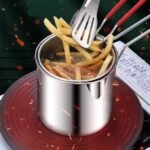 Multifunctional Oil Fryer with Drain Basket, 500ml Stainless Steel Pan with Handle, Ideal for Frying French Fries, Chicken Wings, Fish, Boiling Butter, Gravies, Pasta (Deep Frying Pot) - Image 9